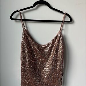 Revelry Sparkling Sequin Camisole - Rose Gold Bridesmaid Showgirl Tank Top